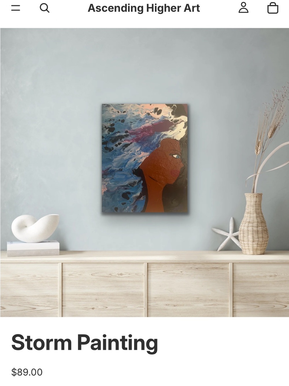 Storm Painting - Blue & Brown Abstract Portrait